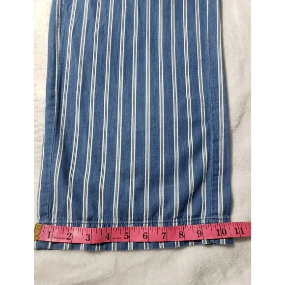 American Eagle Rail Road Pants Women's Size 2 Blue Striped Tie Waist Wide Leg - Picture 13 of 13
